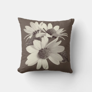 Moody Brown Daisy Pillow