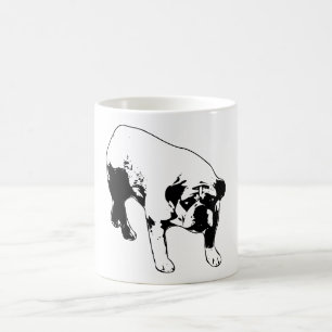 Moody Bulldog Portrait Black and White Line Art Coffee Mug