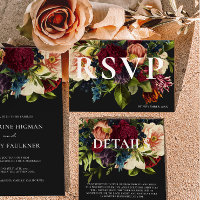 Moody Burgundy and Black Winter Floral Wedding