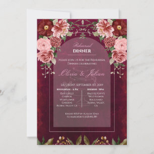 Moody Burgundy and Dusty Pink Rehearsal Dinner Invitation