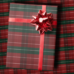 Moody Burgundy and Hunter Green Stripe Plaid Xmas Wrapping Paper
