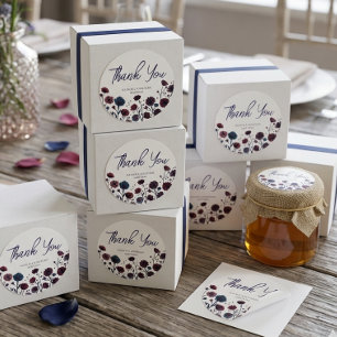 Moody Burgundy & Blue Floral Wedding Classic Round Sticker