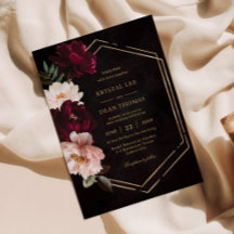 Moody Burgundy Blush Pink Floral Peonies Wedding