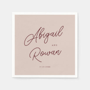 Moody Burgundy Dusty Rose Minimal Wedding Napkins