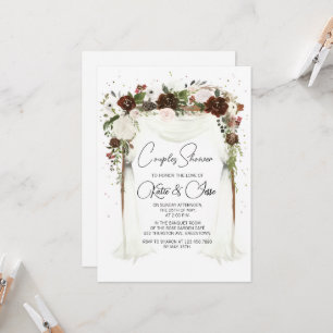 Moody Burgundy Floral Arch Couples Shower Invitation