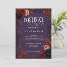 Moody Burgundy Floral Bridal Shower Invitation