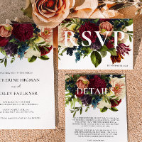 Moody Burgundy Winter Floral Wedding