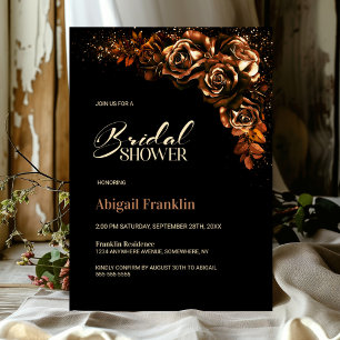 Moody Burnt Orange Floral Bridal Shower Invitation