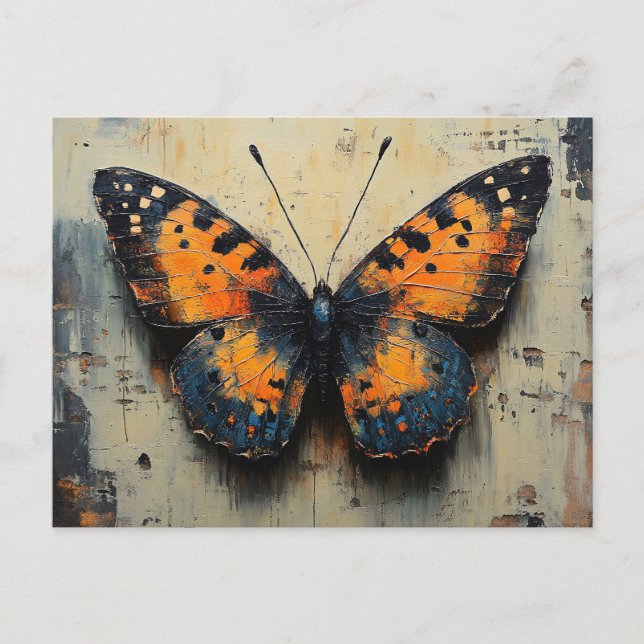 Moody Butterfly on Distressed Wall Postcard (Front)