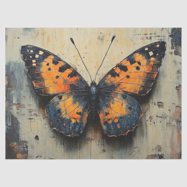 Moody Butterfly on Distressed Wall Tissue Paper (Front)
