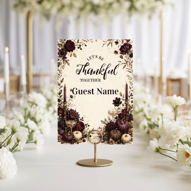 Moody Candlelit Thanksgiving Dinner Place Card (Creator Uploaded)