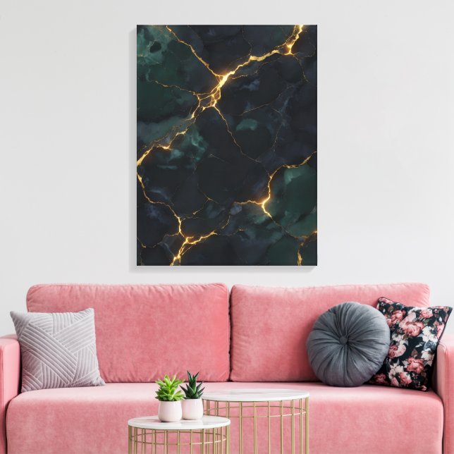 Moody Celestial — Dark Academia & Kintsugi Suite Canvas Print (Insitu(LivingRoom))