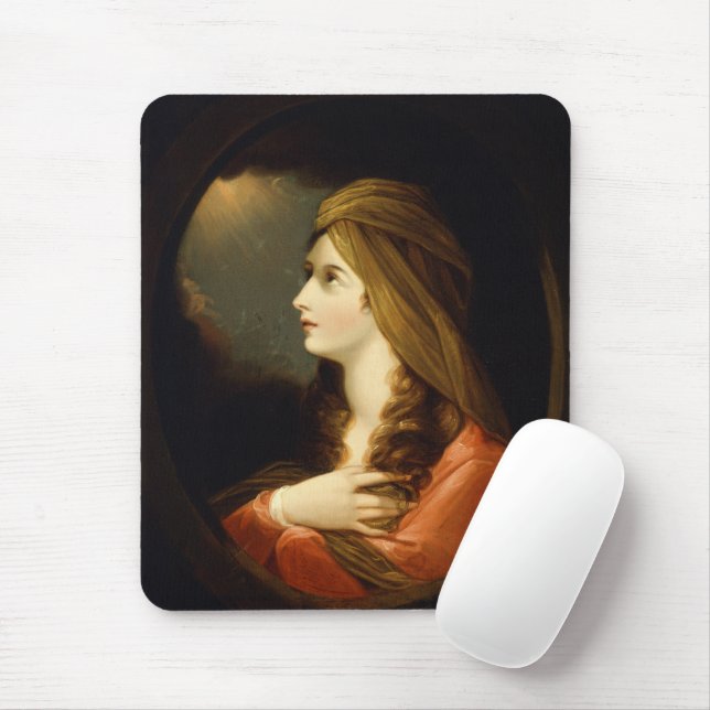 Moody Celestial Light Lady Red Turban Art Mouse Mat (With Mouse)