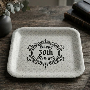 Moody Charcoal Baroque Gothic Raven Paper Plate