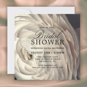 Moody Charm White Floral Bridal Shower Invitation
