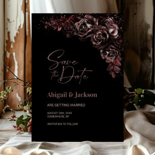 Moody Chocolate Floral Wedding Save the Date