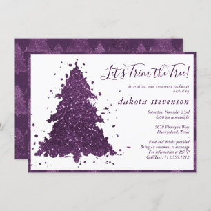 Moody Christmas Deep Plum Purple Tree Trim Party Holiday Card