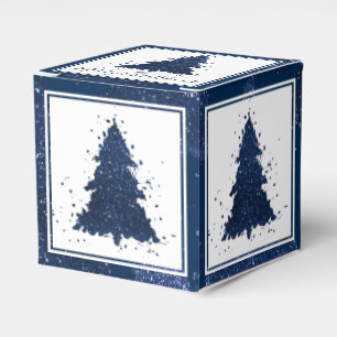 Moody Christmas Tree   Classy Dark Navy Blue Favour Box
