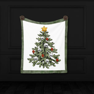 Moody Christmas Tree   Classy Dark Navy Blue Fleece Blanket