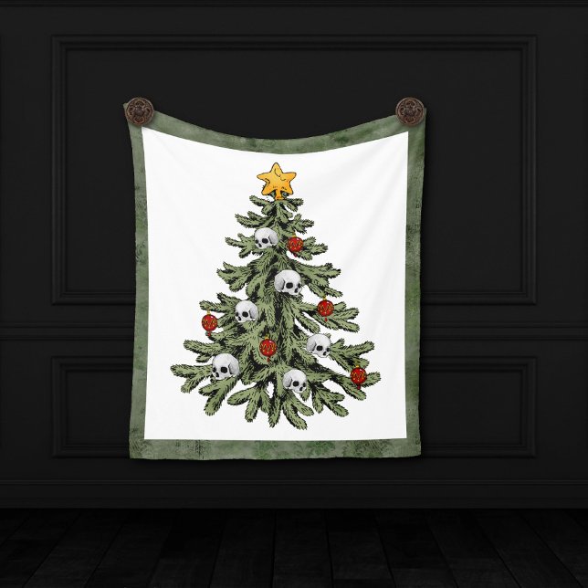 Moody Christmas Tree | Classy Dark Navy Blue Fleece Blanket (Creator Uploaded)