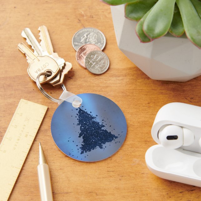 Moody Christmas Tree | Classy Dark Navy Blue Key Ring (Desk)