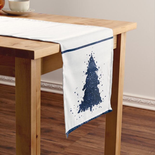 Moody Christmas Tree | Classy Dark Navy Blue Short Table Runner (In Situ)