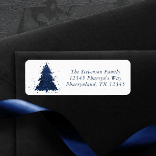 Moody Christmas Tree Classy Navy Blue Address