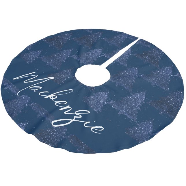 Moody Christmas Tree | Classy Navy Blue Splatter Brushed Polyester Tree Skirt (Angled)
