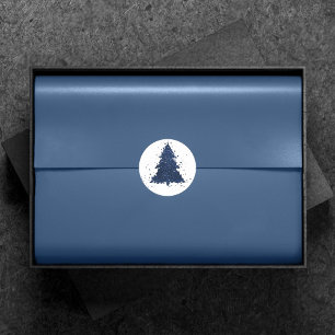 Moody Christmas Tree   Classy Navy Blue Splatter Classic Round Sticker