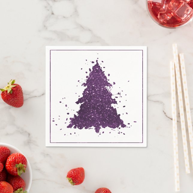 Moody Christmas Tree | Classy Navy Blue Splatter Napkin (Insitu)