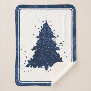 Moody Christmas Tree   Classy Navy Blue Splatter Sherpa Blanket