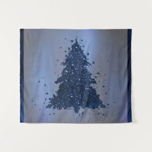 Moody Christmas Tree   Classy Navy Blue Splatter Tapestry