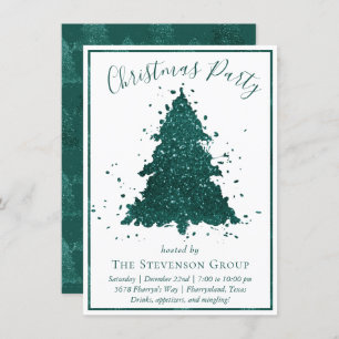 Moody Christmas Tree   Dark Midnight Teal Party Holiday Card