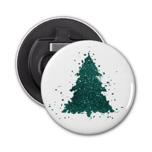 Moody Christmas Tree Dark Midnight Teal Splatter Bottle Opener