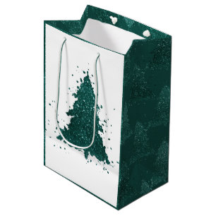 Moody Christmas Tree   Dark Midnight Teal Splatter Medium Gift Bag