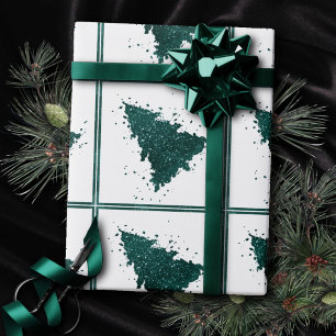 Moody Christmas Tree   Dark Midnight Teal Splatter Wrapping Paper