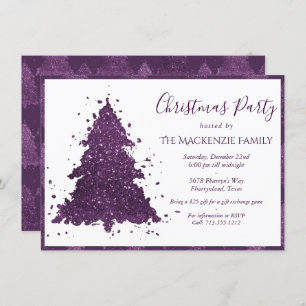Moody Christmas Tree Deep Plum Purple Party Holiday Card