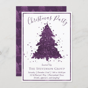 Moody Christmas Tree Deep Plum Purple Party Holiday Card