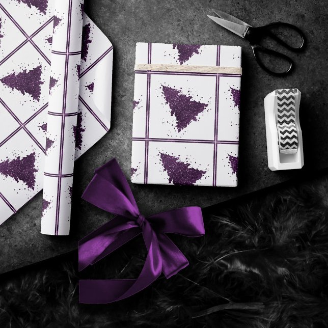 Moody Christmas Tree | Deep Plum Purple Splatter Wrapping Paper (Creator Uploaded)