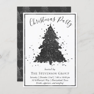 Moody Christmas Tree Onyx Silvery Black Party Holiday Card