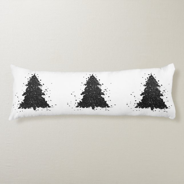 Moody Christmas Tree | Onyx Silvery Black Splatter Body Cushion (Front)