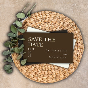 Moody Coffee Minimalist Save the Date QR Code RSVP Enclosure Card