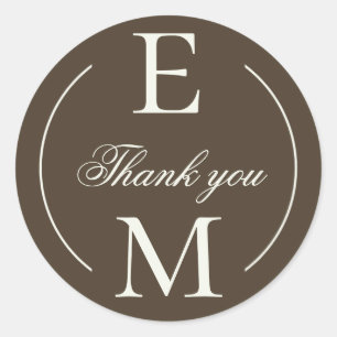 Moody Coffee Monogram Wedding Thank You Classic Round Sticker