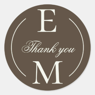 Moody Coffee Monogram Wedding Thank You Classic Round Sticker