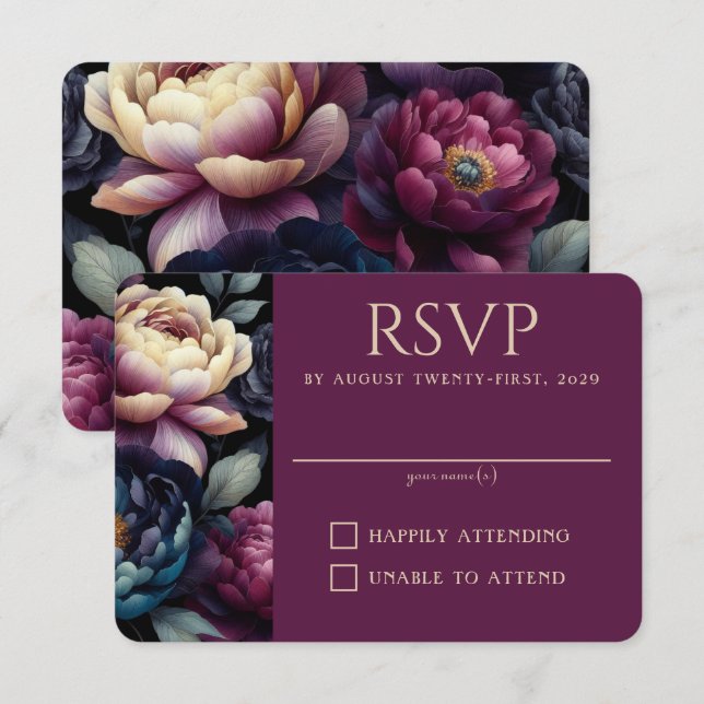Moody Colourful Floral RSVP Card (Front/Back)
