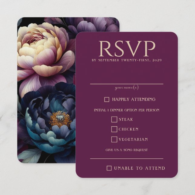 Moody Colourful Floral RSVP Card (Front/Back)