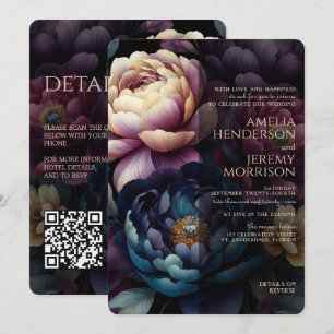 Moody Colourful Floral with QR Code Invitation