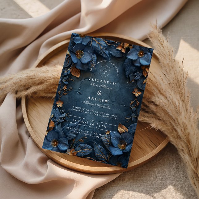 Moody Copper Floral Wedding Invitation (Creator Uploaded)