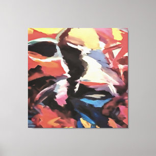 Moody Cow Multicolored Abstract Painting Canvas Print
