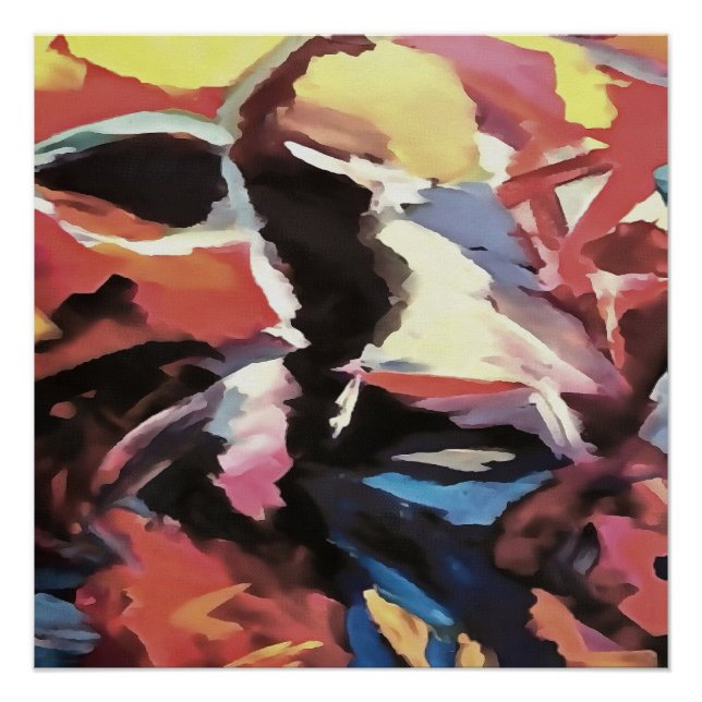 Moody Cow Multicolored Abstract Painting Poster (Front)